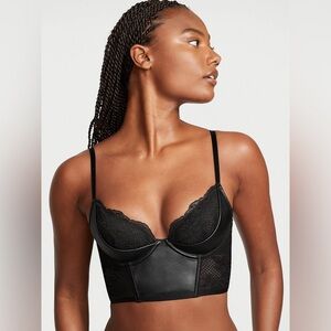 Victoria’s Secret Very Sexy Faux Leather Fishnet Quarter Cup Bra Top